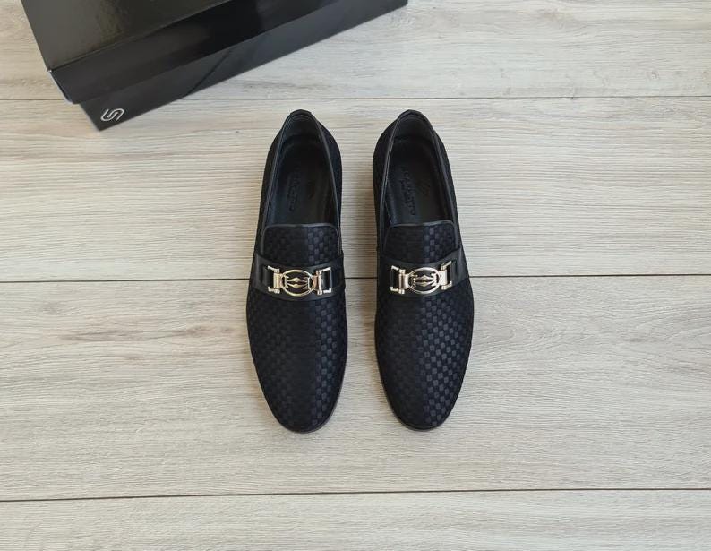 Mens Black and Gold Dress Shoes - Etsy