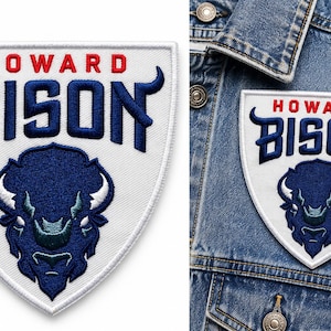 Howard University Bison Embroidered Patch | Navy White Red Iron-On