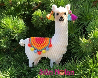 Larry the Llama 3D Beaded Brick/Peyote Stitch Ornament Instructions PDF