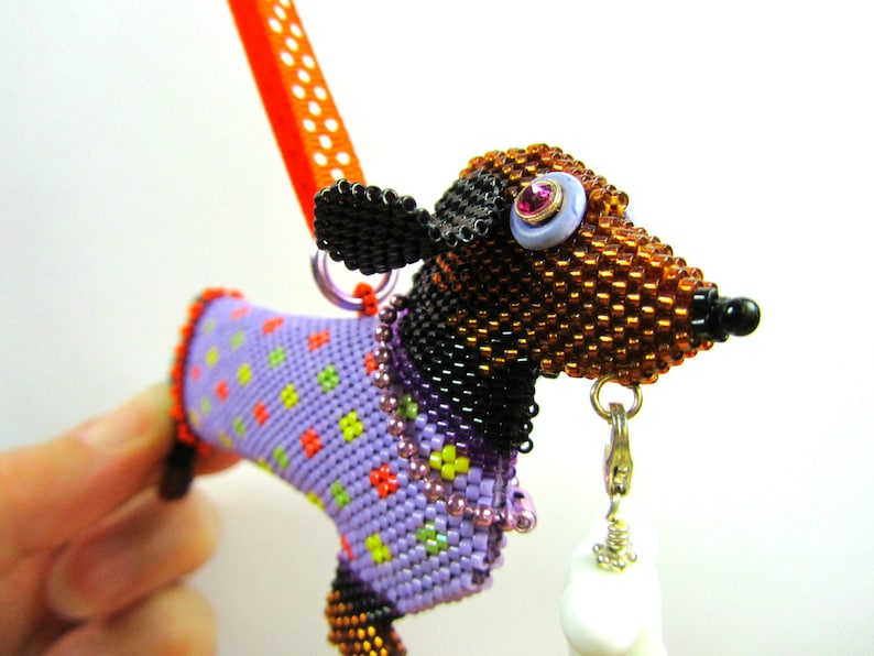 Twiggy the Dachshund 3D Brick Stitch/Peyote Beaded Ornament PDF/Tutorial/Instructions image 2