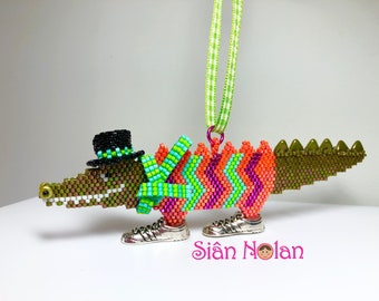 See You Later ALLIGATOR Brick or Peyote Stitch 3D Ornament Tutorial PDF