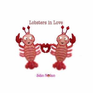 Lobsters in Love Brick or Peyote Stitch Ornament PDF Tutorial