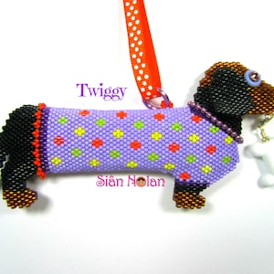 Twiggy the Dachshund 3D Brick Stitch/Peyote Beaded Ornament PDF/Tutorial/Instructions image 1