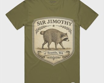 Sir Jimothy Raccoon T-shirt: Vintage Seattle Crest Design
