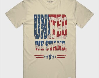 United We Stand T-shirt met verweerde Amerikaanse vlag | Patriotisch grafisch T-shirt