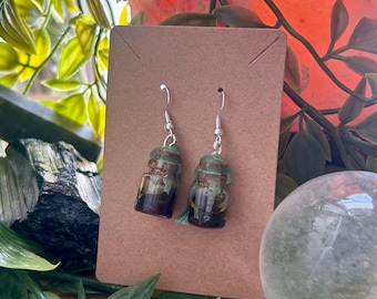 Pendientes de mini tarro para hechizos de dinero