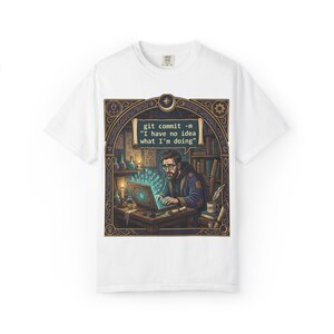 Git Commit T-shirt | Programmer Humor, 404 Page Back Print