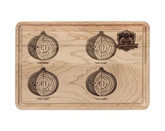 ¡Corta mi código de cebolla en una tabla de cortar de madera!