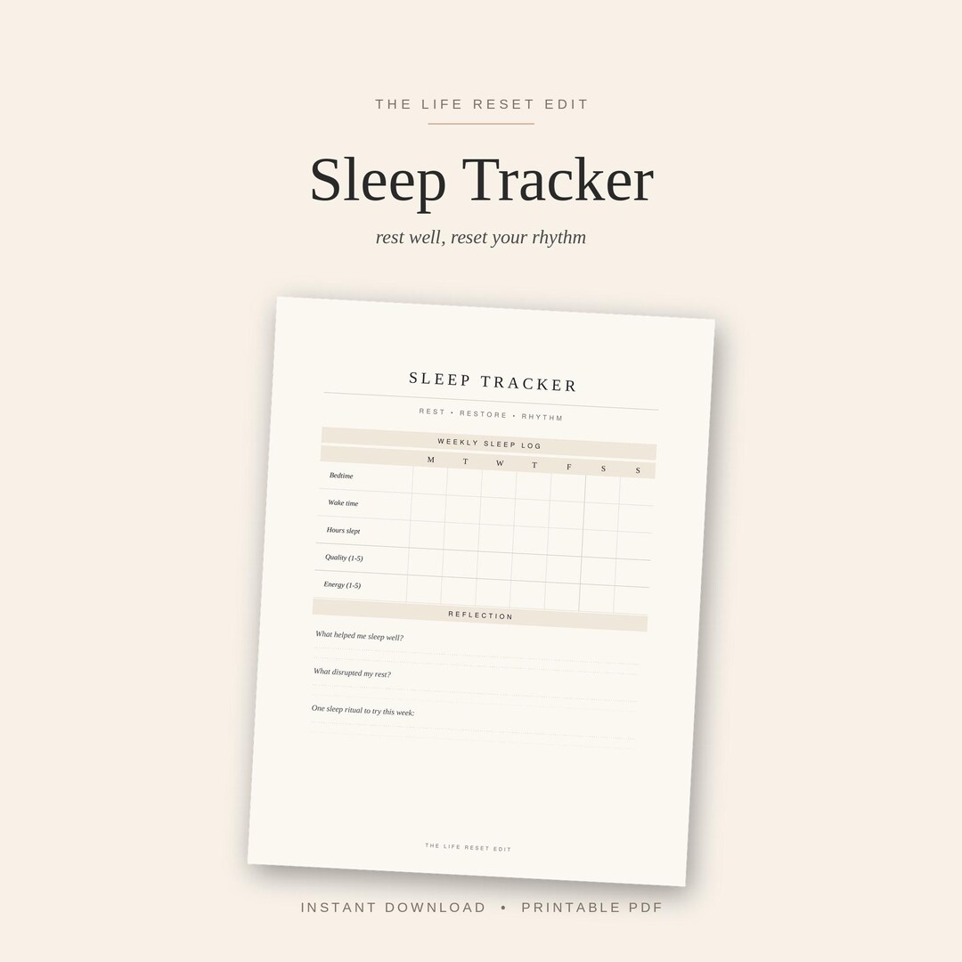 Minimalist Sleep Tracker Weekly Log | Wellness Journal Page (PDF ...