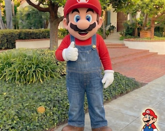 Super Mario Maskottchen Kostüm für Erwachsene, Professionelles Mario Bros Cosplay Outfit, Nintendo Charakter Anzug für Geburtstagsfeiern & Events, Mario