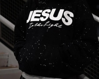Sudadera con capucha de diamantes de imitación Jesús es la luz