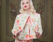 Reversible 'Bettie' Bed Jacket, Floral Fleece and Peach Satin, 1930's inspired, vintage style, perfect for your Mum on Mothers day