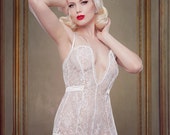 Wedding Night Teddy, Ivory Lace and Silk Teddy for Brides, with satin straps. Inspired by Marilyn Monroe, Pin-up Girl, Retro, Vintage Style