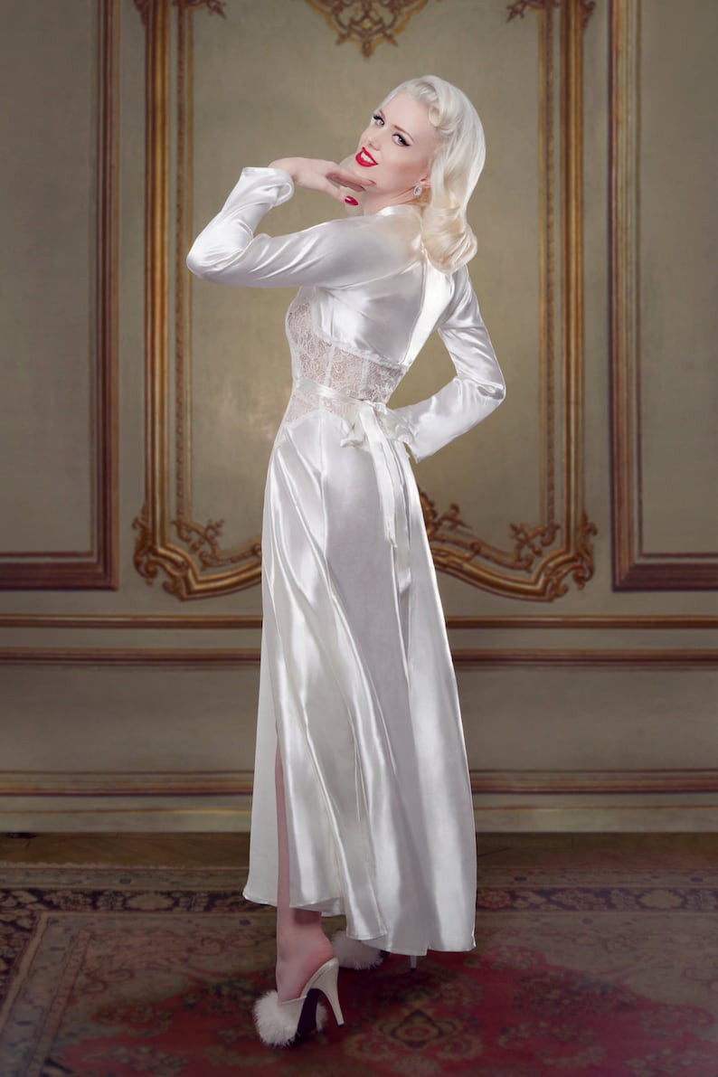 Bridal Robe Ivory Silk Dressing Gown Inspired by Marilyn Etsy UK