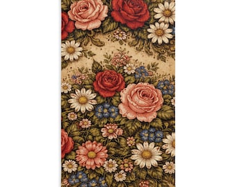 Vintage Rose Daisy Floral Hand Towel | Cottagecore Kitchen Towel