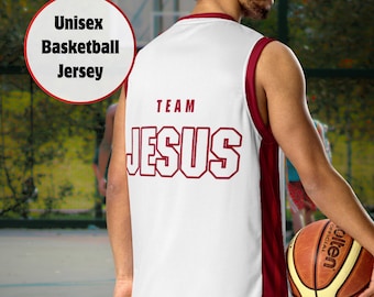 Team Jesus - Maillot de basket-ball unisexe Christian blanc et rouge