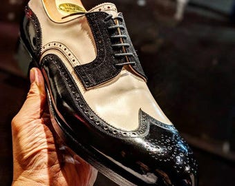 Bespoke TwoTone Leather Oxford for Men, Men Wedding Shoes, Goodyear welt