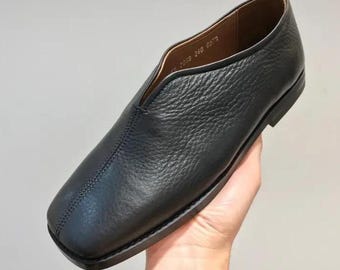 Mocassini cinesi da uomo in vera pelle fatti a mano, modello slip-on da uomo