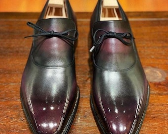 Handmade Twotone Leather Shoes Men, Oxford Wedding Shoes, Goodyear welt