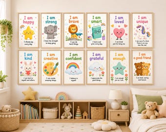 Affirmationen für Kinder, druckbare Klassenzimmer Poster, Kinderzimmer und Spielzimmer Poster | Digitaler Download
