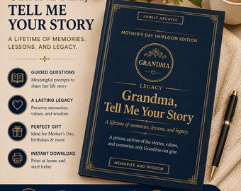 Grandma Story Journal, Guided Legacy Memory Book (Printable PDF)