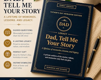 Dad Tell Me Your Story Guided Journal, Father's Day Legacy Book (PDF Download)