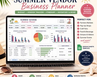 Sommer Verkäufer Business Planer | Budget, Reiseplan, Bestandsaufnahme ( Google Sheets )