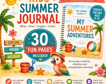 Kinder Journal Printable | Alter 4-10 Aktivität Buch (Digitaler Download)