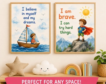 Affirmation Wandkunst für Kinder | Aquarell Motivationsposter (Digitaler Download)
