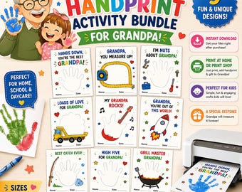 Grandpa Handprint Craft Bundle, Father's Day Keepsake Activity (PDF Download)