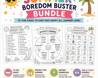 Sommer Langeweile Buster Bündel | 15 Druckbare Bildschirmfreie Aktivitäten (PDF)