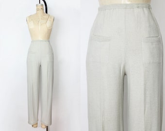 vintage knit trousers / 1980s SONIA RYKIEL pants / knit pants / tan wool pants / neutral knit pants / knit trousers