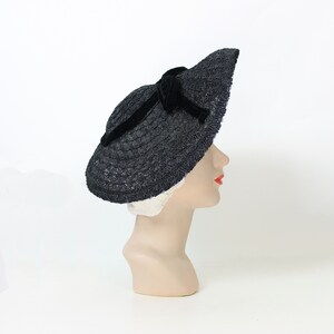 Vintage 40s Hat / 1940s Black Straw Hat / New York Creations - Etsy