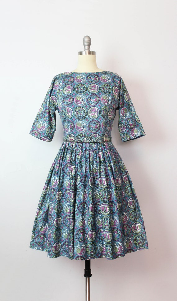 Vintage 50s Novelty Dress 1950s Novelty Print Cotton Dress Etsy