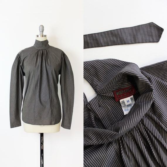 vintage 80s blouse / 1980s Kenzo blouse / black gr
