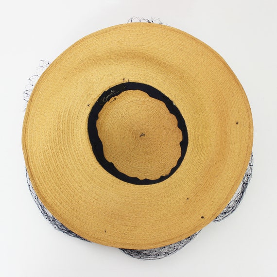 vintage 40s hat / 1940s straw sun hat / 1940s ros… - image 8