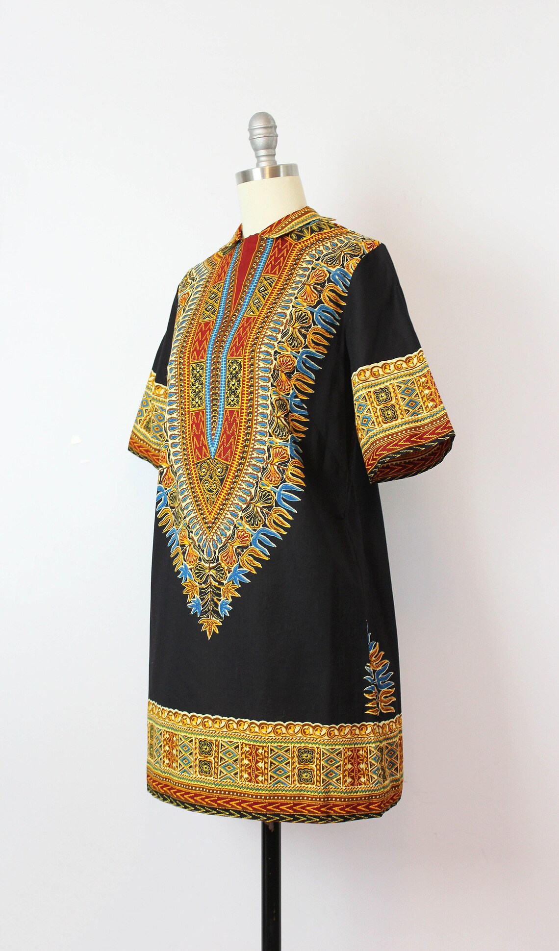 Vintage 70s dress / 1970s dashiki print dress / African print | Etsy