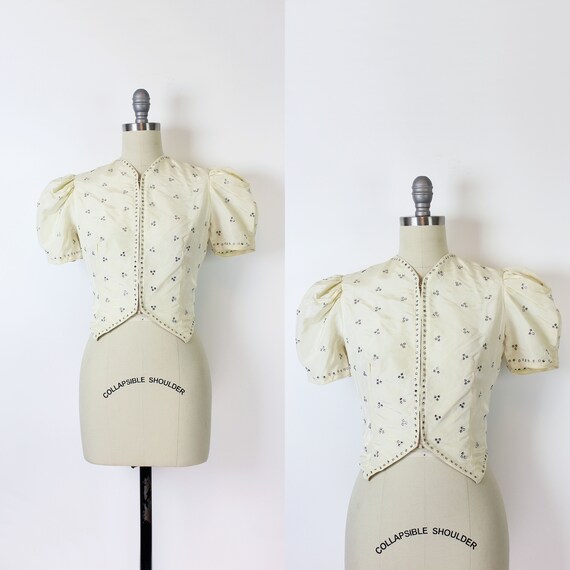 vintage 40s jacket / 1940s rhinestone jacket / sho