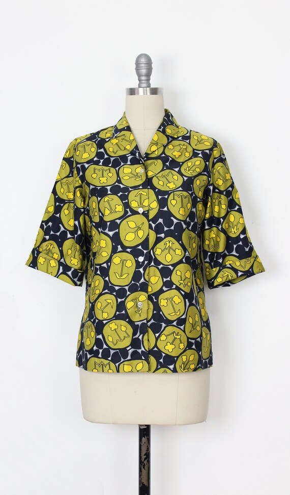vintage 60s mod shirt / 1960s mod floral blouse /… - image 2