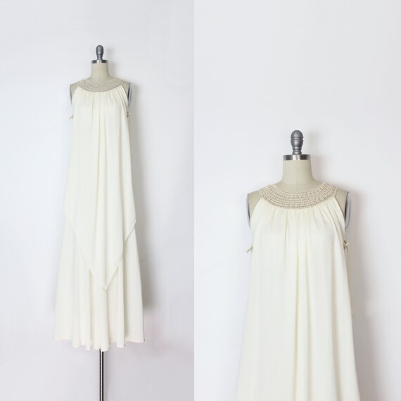 vintage 70s goddess dress / 1970s grecian draped … - image 1