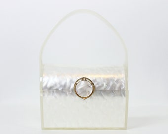 vintage 50s lucite purse / 1950s WILARDY lucite purse / vintage pearly white lucite purse / collectible lucite purse bag