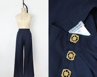 Pantalones vintage Yves Saint Laurent / pantalones náuticos / pantalones de cintura alta / pantalones azul marino / pantalones YSL Rive Gauche / pantalones de los años 80