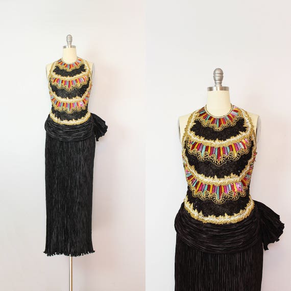 vintage 80s MARY MCFADDEN Couture dress / 1980s b… - image 1