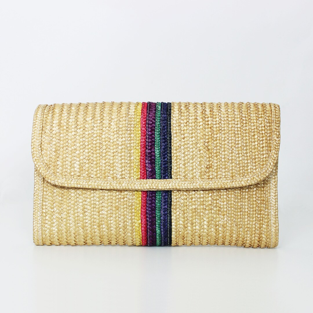 Vintage Straw Clutch Rainbow Straw Clutch Woven Straw Bag Striped Straw Clutch Vintage Spring Summer Bag Rainbow Stripe Bag Etsy Ireland