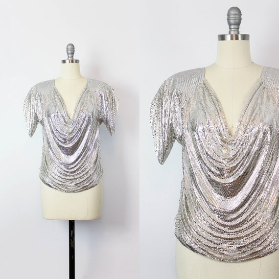 vintage metal mesh shirt / 1980s WHITING and DAVIS
