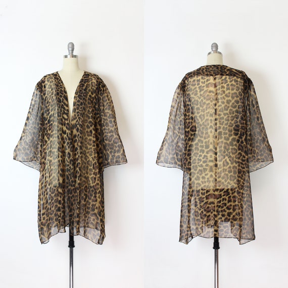RESERVED / vintage 1970s sheer leopard chiffon dus