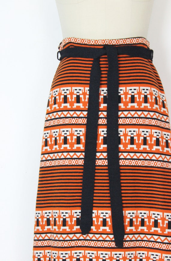 vintage 70s novelty skirt / 1970s knit maxi skirt… - image 5