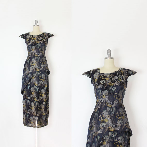 vintage 30s dress / 1930s metallic brocade dress … - image 1