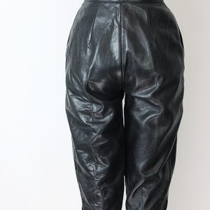 1980s Leather Pants / 1980s Cropped Leather Pants / Black Leather Pants ...