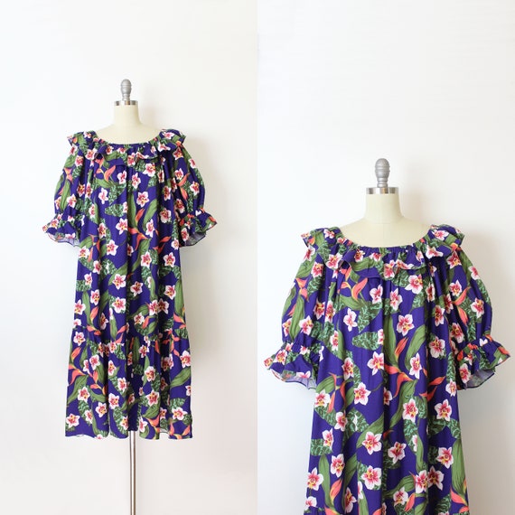 vintage 70s hawaiian dress / 1970s TORI RICHARD ha